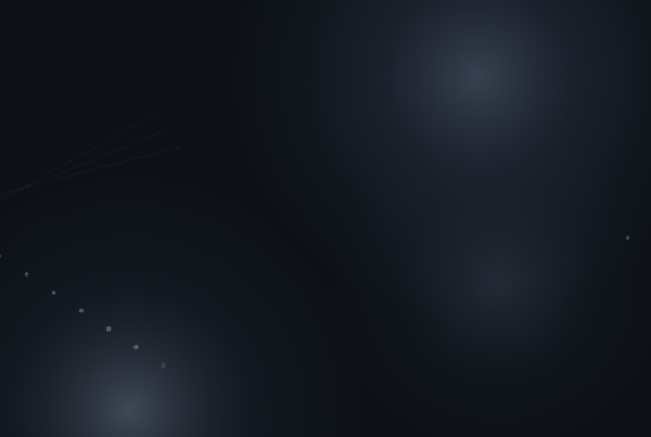 Abstract dark navy background with luminous orbs, illustrating the brand doom loop concept for B2B leadership